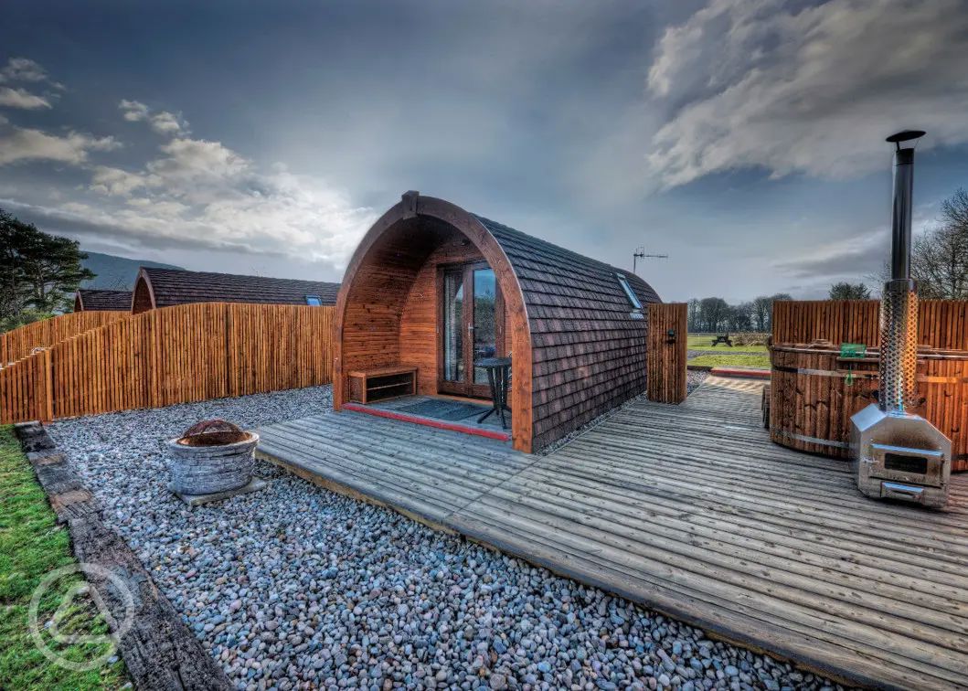 Glamping and camping pods with hot tubs in Scotland