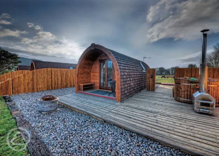 Glamping and camping pods with hot tubs in Scotland
