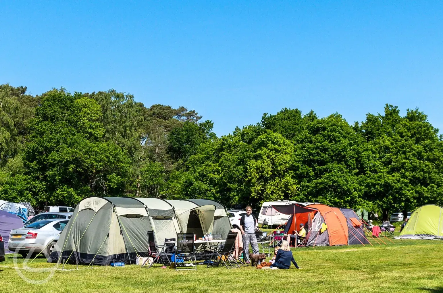 Electric grass and earth tent pitches (7m x 9m)