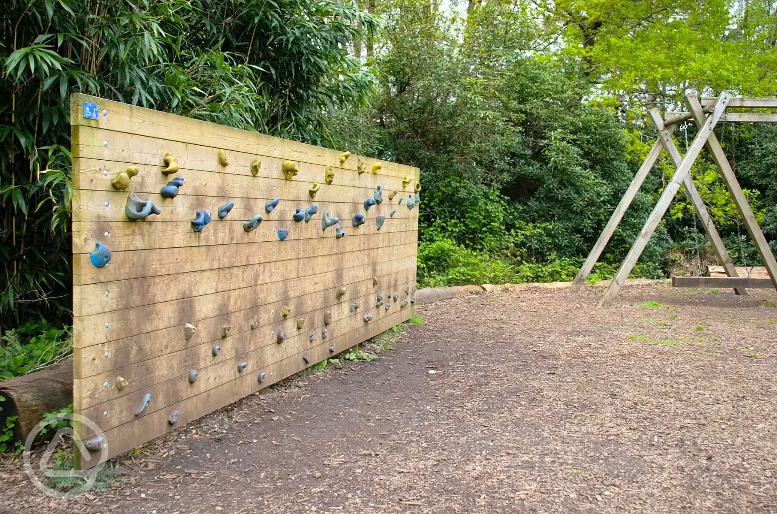 Climbing wall and play area