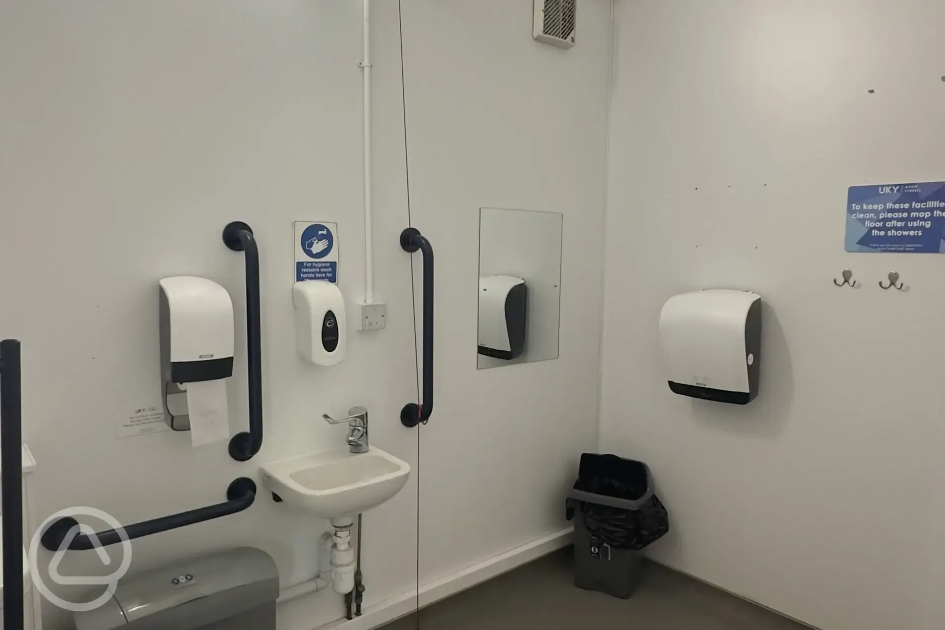 Accessible bathroom with grab rails
