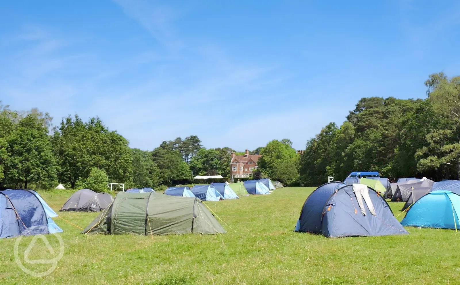 Lake view grass pitches at Avon Tyrrell