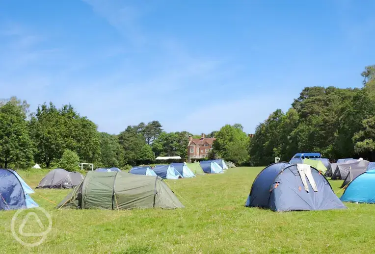 Lake view grass pitches at Avon Tyrrell