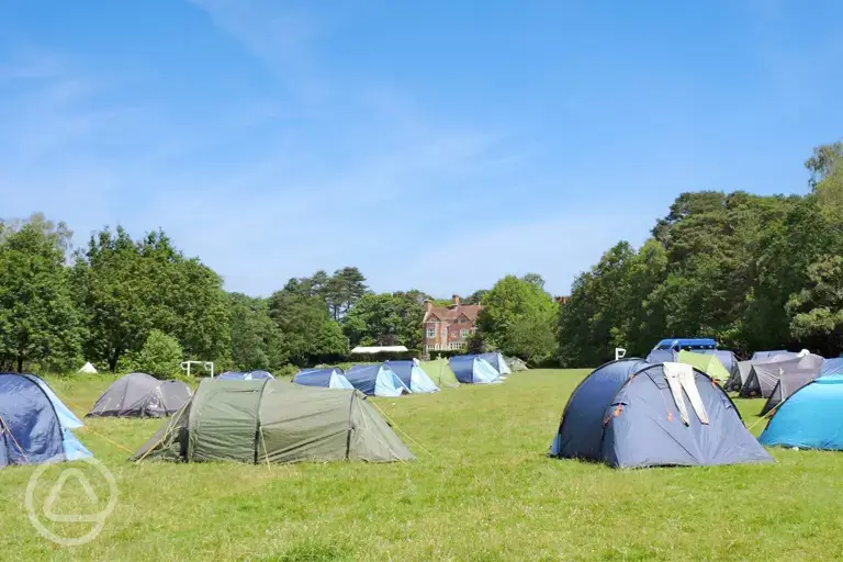 Lake view grass pitches at Avon Tyrrell