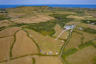 Aerial of the campsite and coast