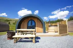 Superior ensuite glamping pod with a private wood fired hot tub