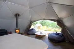 Camping dome interior and outside view