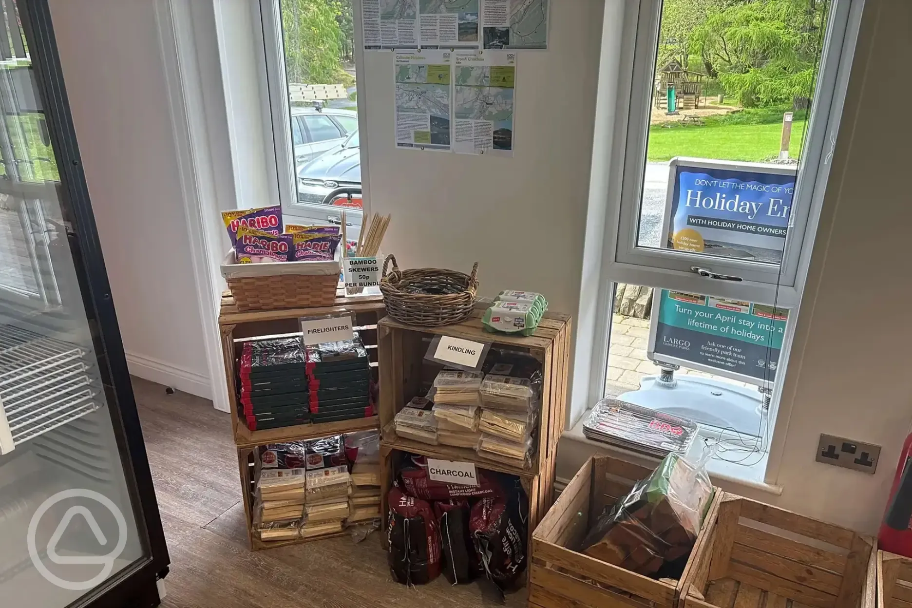 Onsite shop selling fire essentials