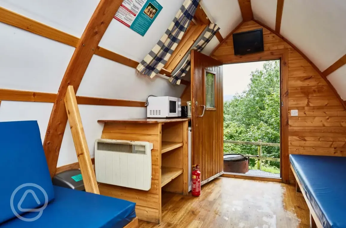 Camping pod interior