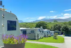 Electric grass pitches at Rhyd y Galen Caravan and Camping Park