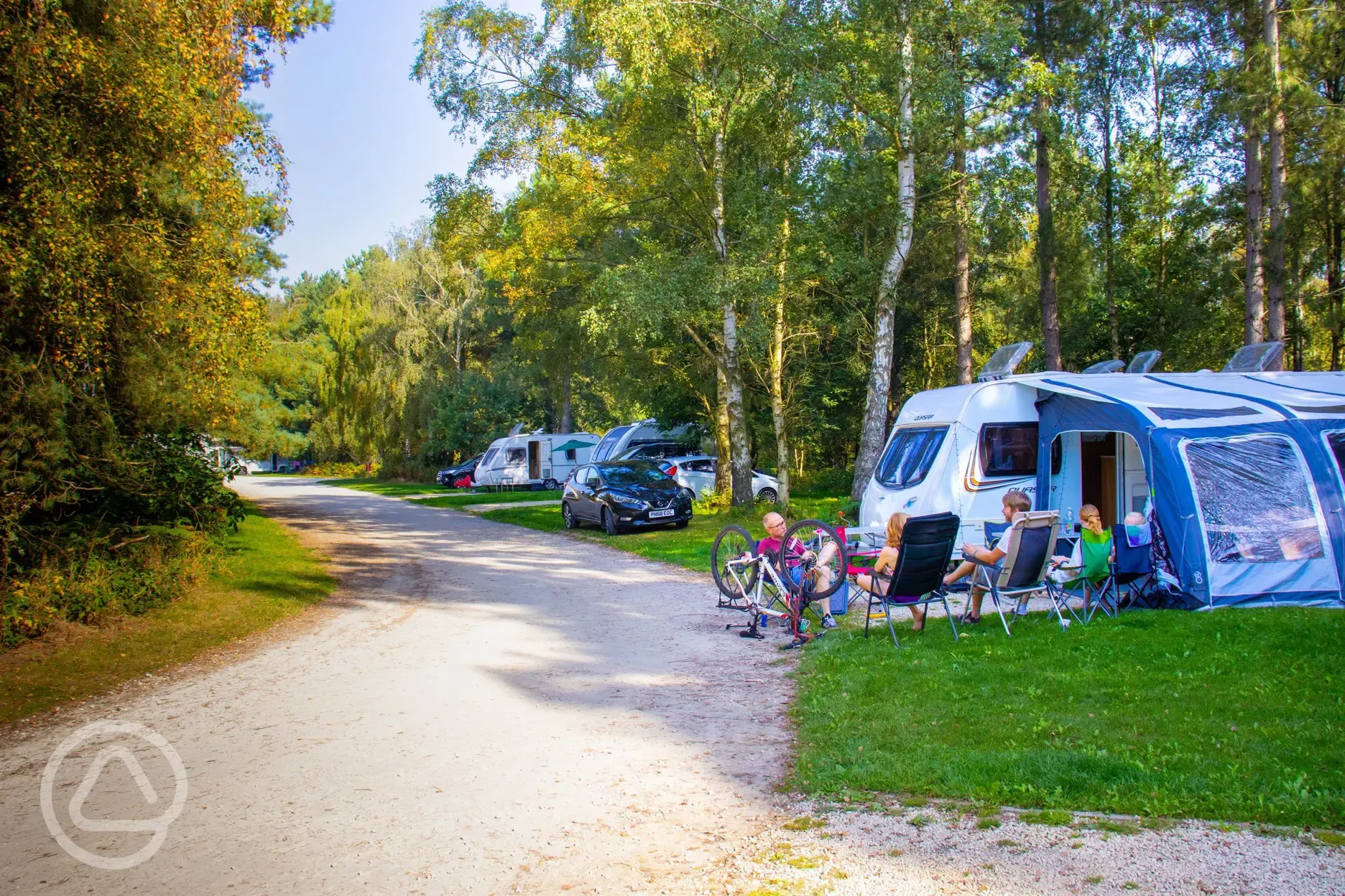 Electric hardstanding pitches with awning space at Sherwood Pines Campsite Electric hardstanding pitches with awning space at Sherwood Pines Campsite