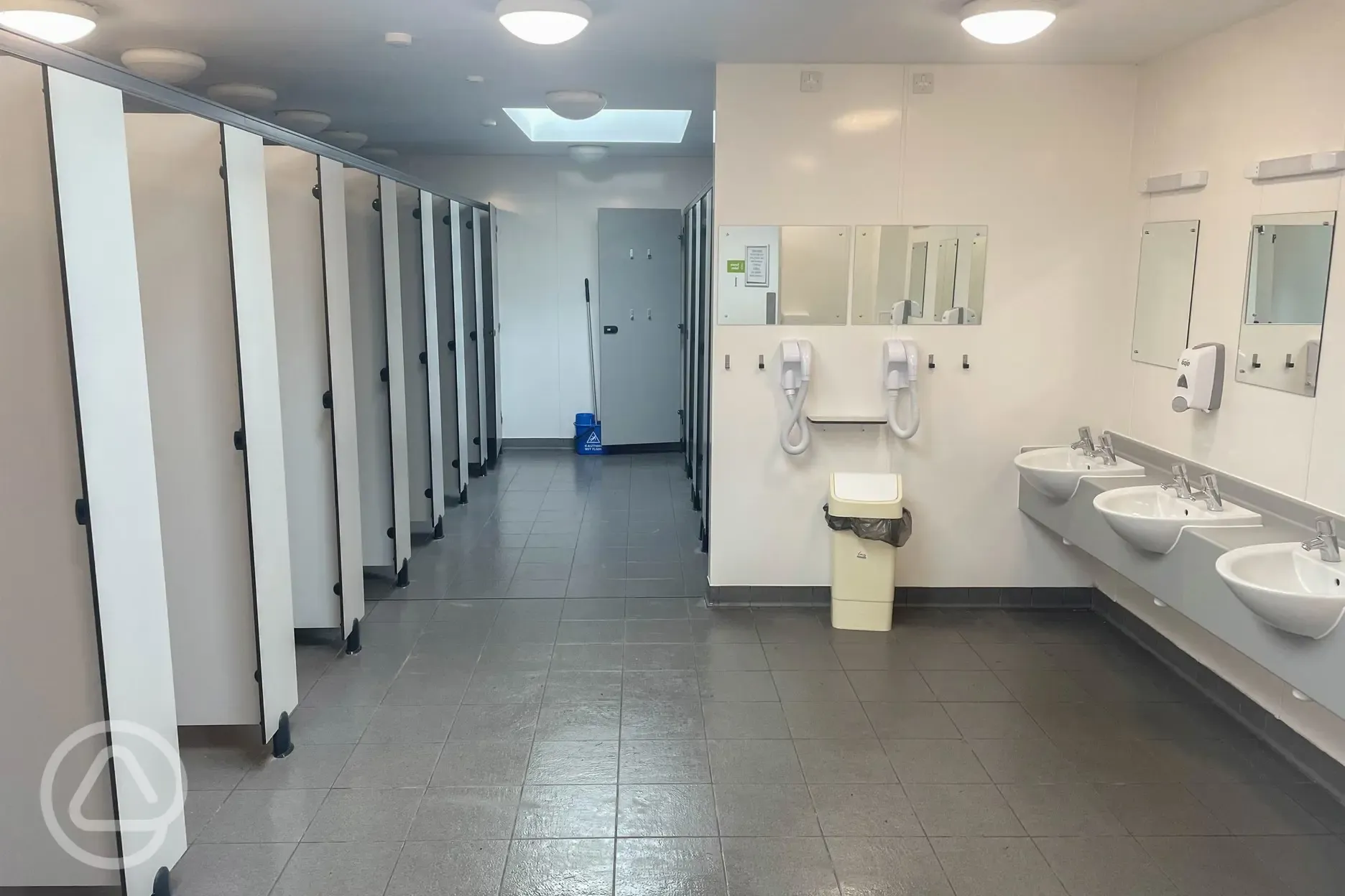 Female toilets and showers with hair dryers Female toilets and showers with hair dryers