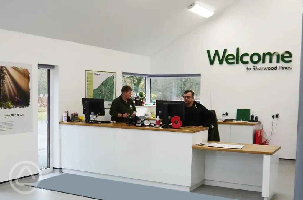 Reception desk at Sherwood Pines Campsite Reception desk at Sherwood Pines Campsite