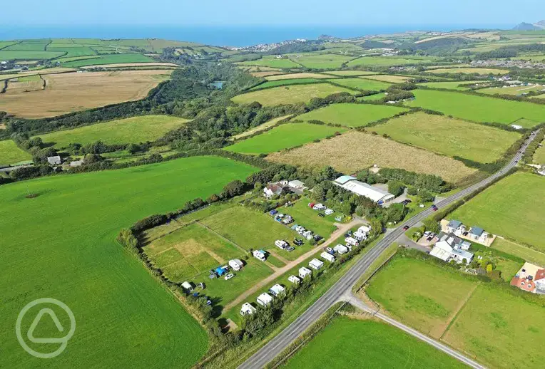 Aerial of the campsite and coast