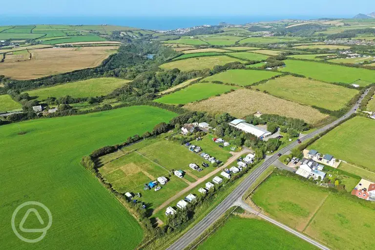 Aerial of the campsite and coast