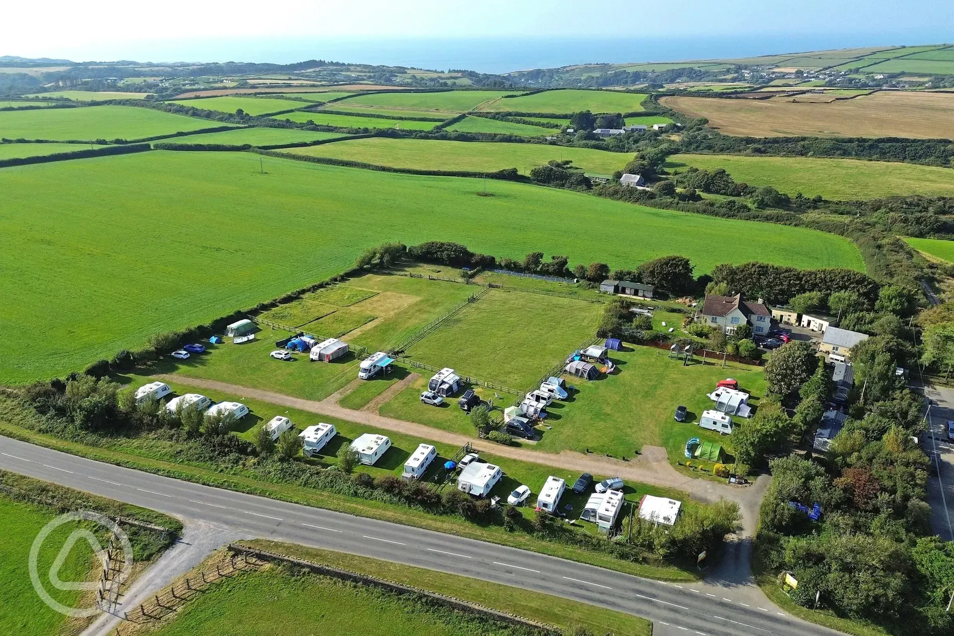 Aerial of the campsite and coast