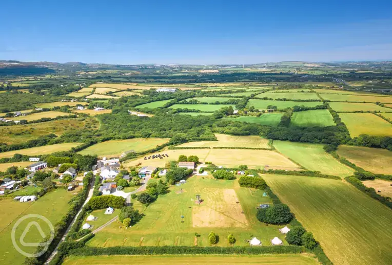 Aerial of Mena Farm in the Bodmin countryside