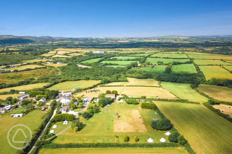 Aerial of Mena Farm in the Bodmin countryside