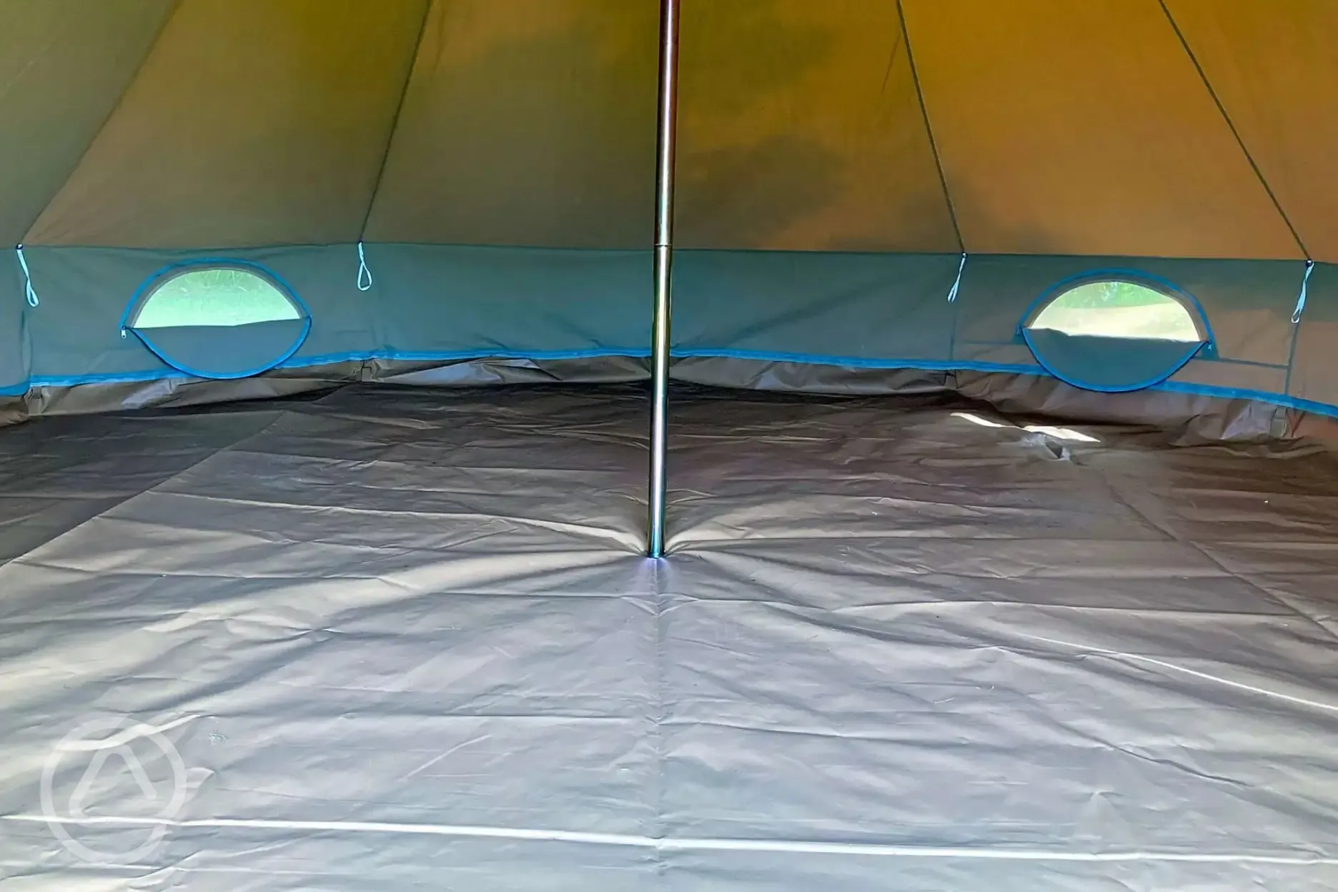 Unfurnished bell tent interior