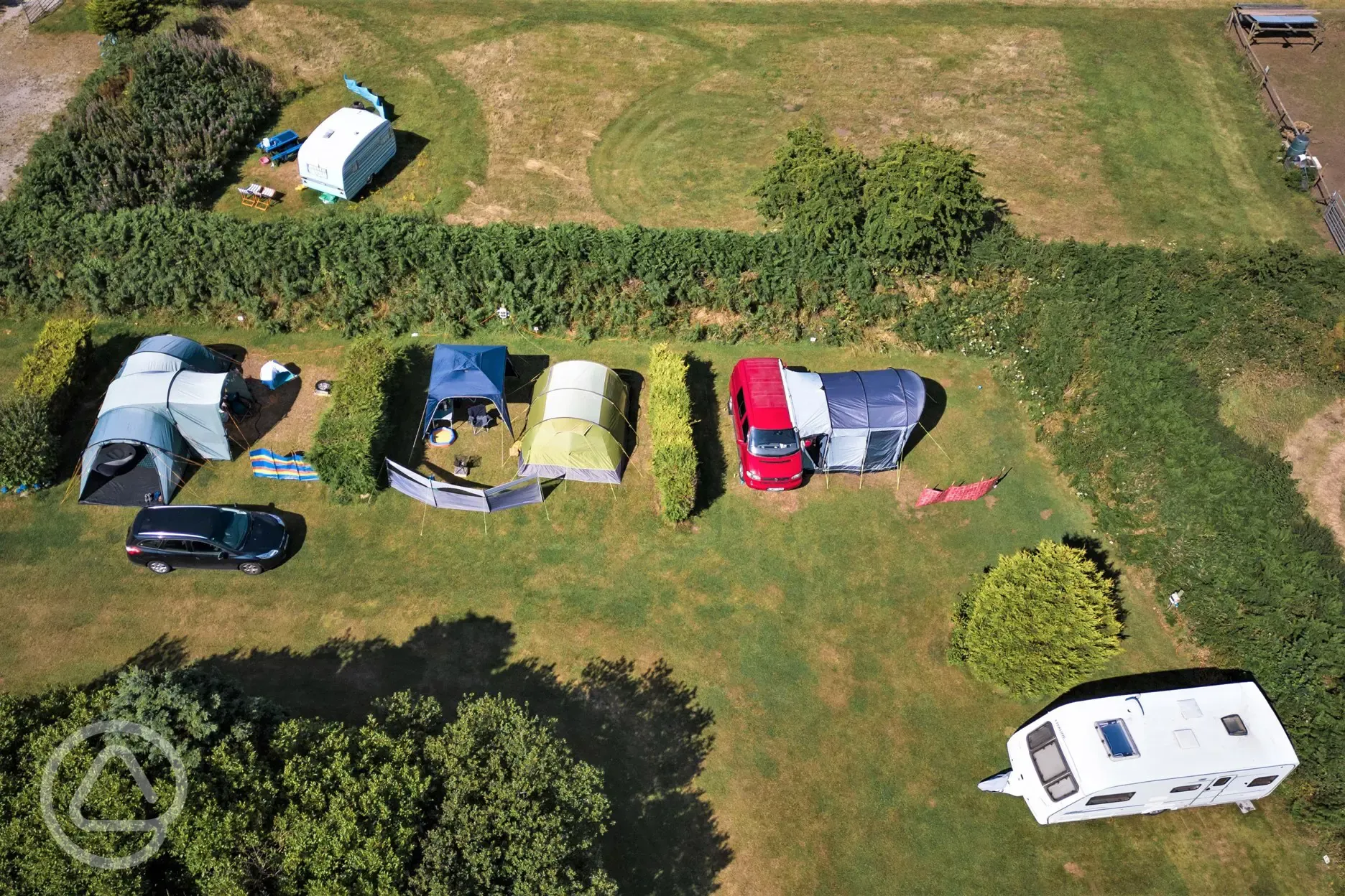 Bird's eye view of grass pitches