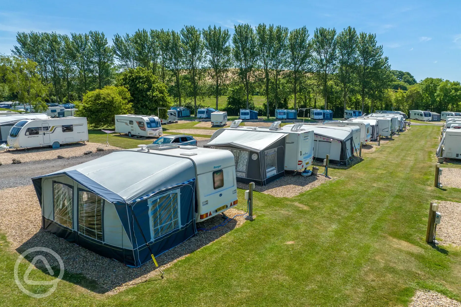 Fully serviced hardstanding pitches with electric, water and drainage