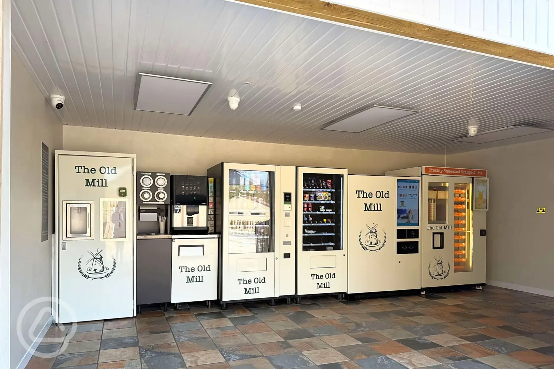 Vending machines for milk, milkshake, hot drinks, snacks and orange juice
