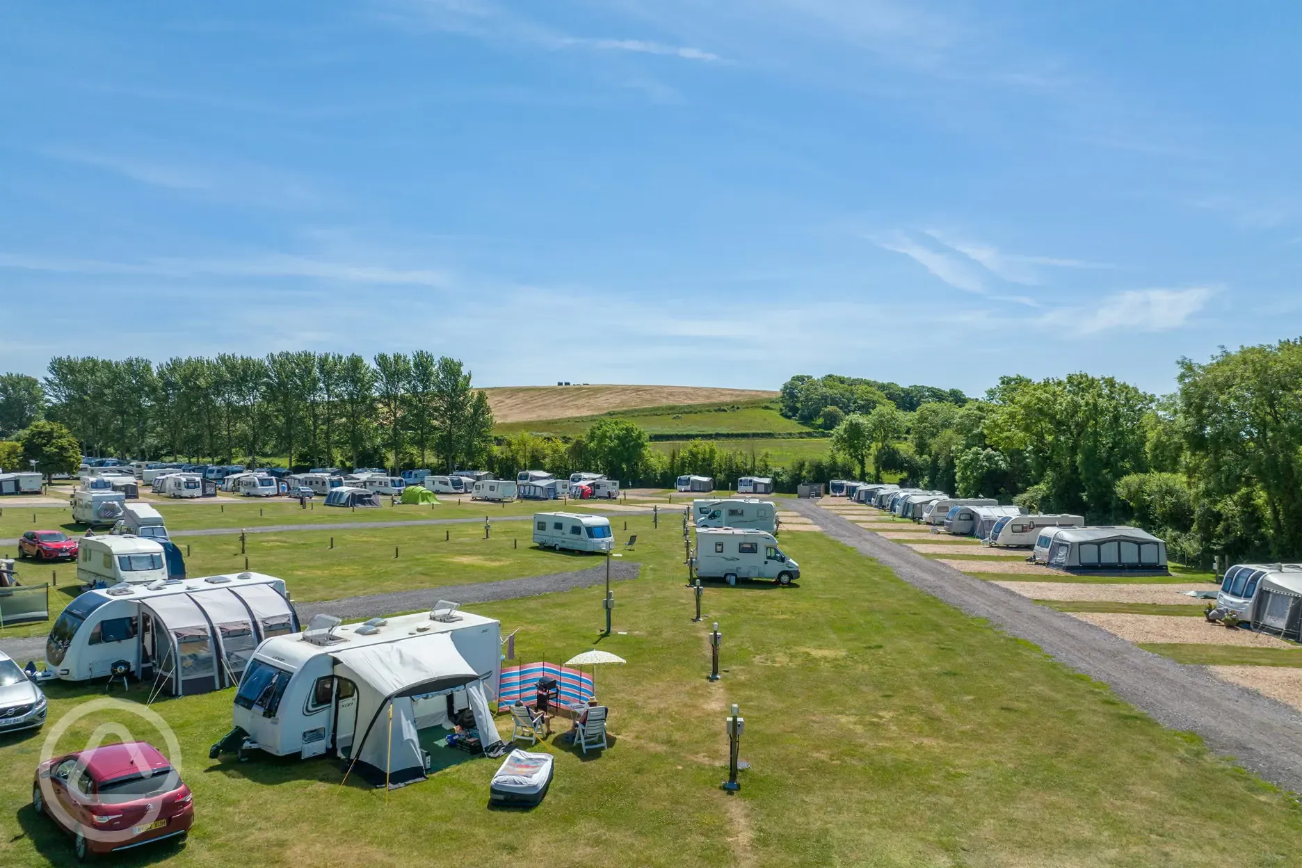 Super grass pitches with 16 amp electric hook ups