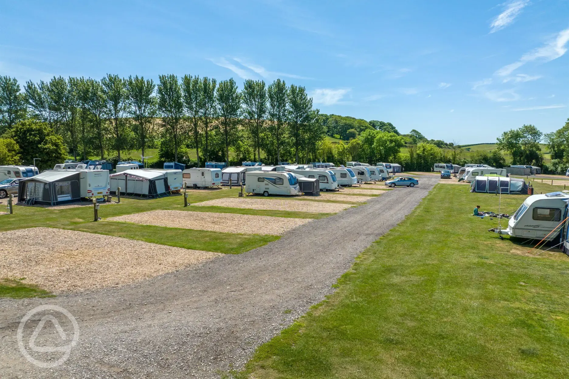 Fully serviced hardstanding pitches with electric, water and drainage