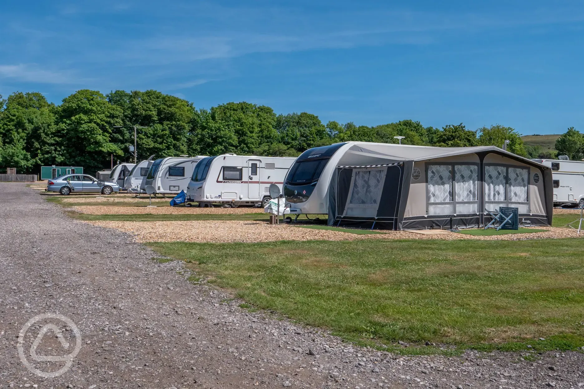 Super hardstanding pitches with electric, water, TV point and drainage