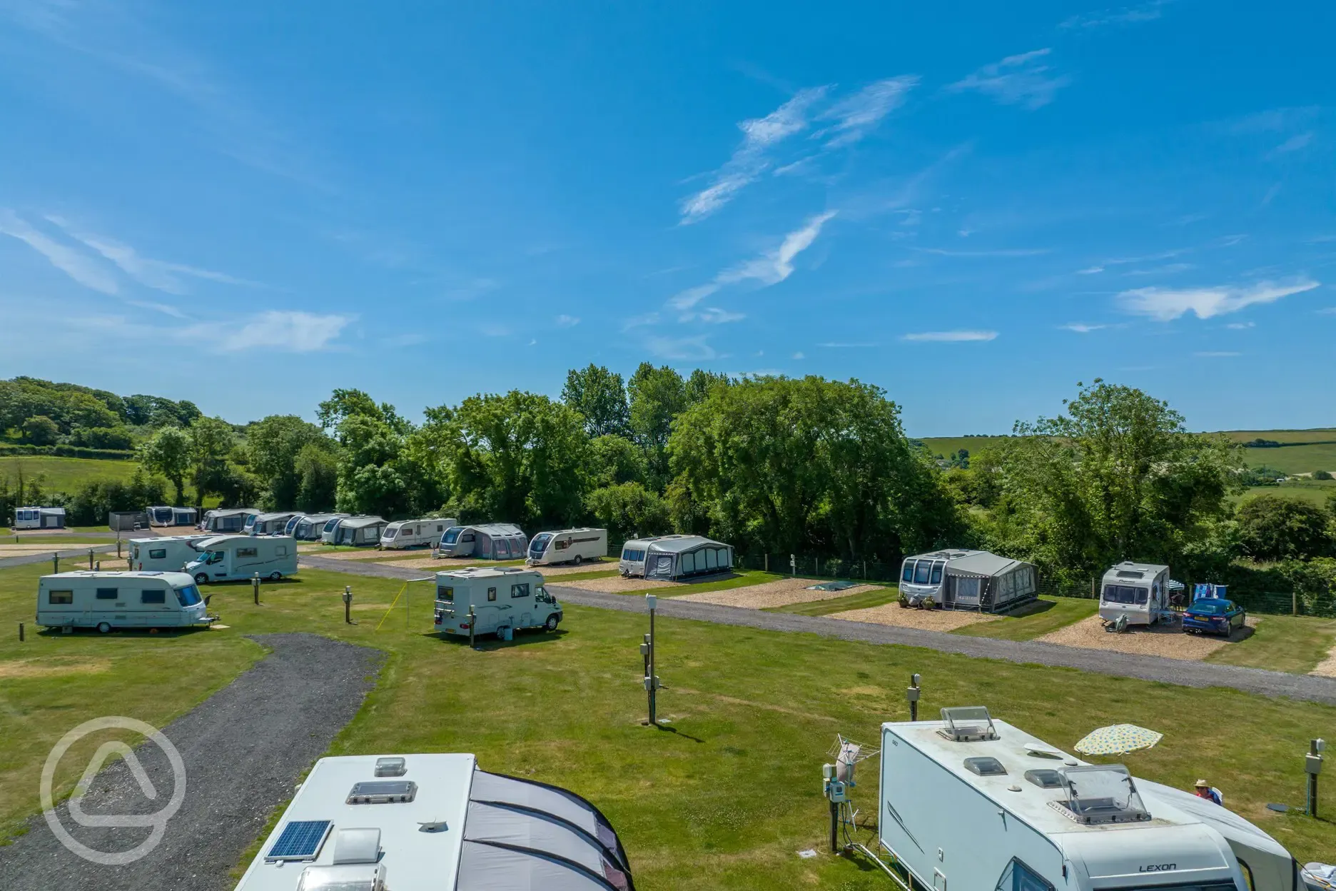 Super grass pitches with 16 amp electric hook ups