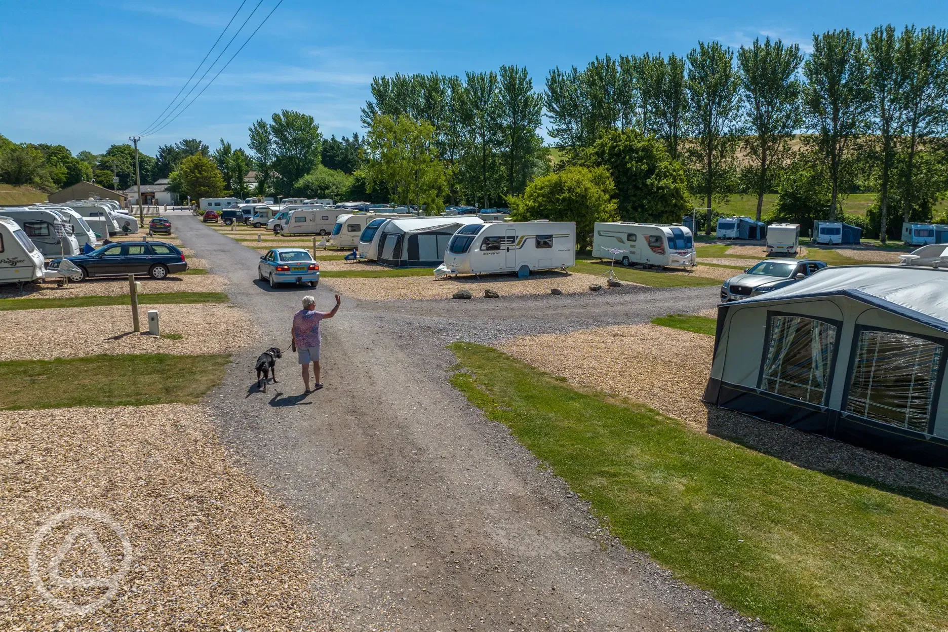 View of the hardstanding pitches with primary gravel