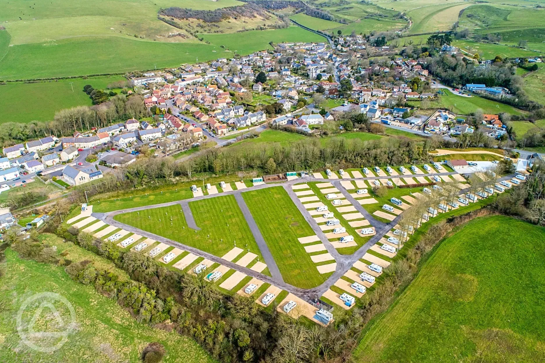 Bird's eye view of Portesham Dairy Farm Campsite