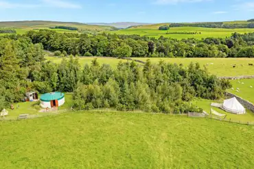 Aerial of the glamping units