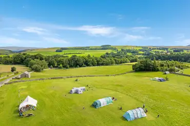 Aerial of Low Greenside Farm Campsite in the Westmorland Dales