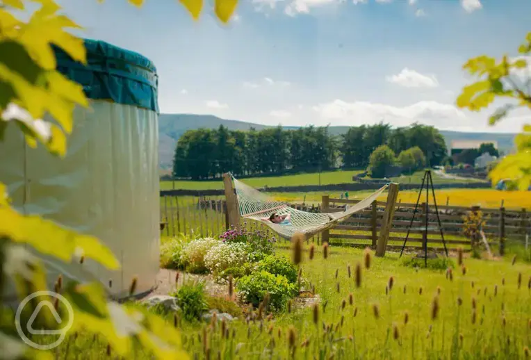 Far Field Yurt hammock and private garden