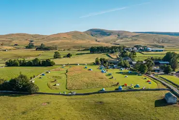 Aeriel of Low Greenside Farm Campsite with the Howgills