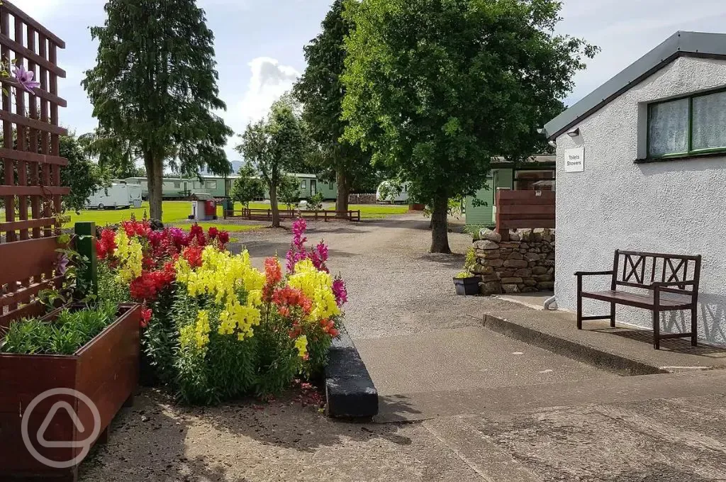 Shared facilities block with toilet and showers