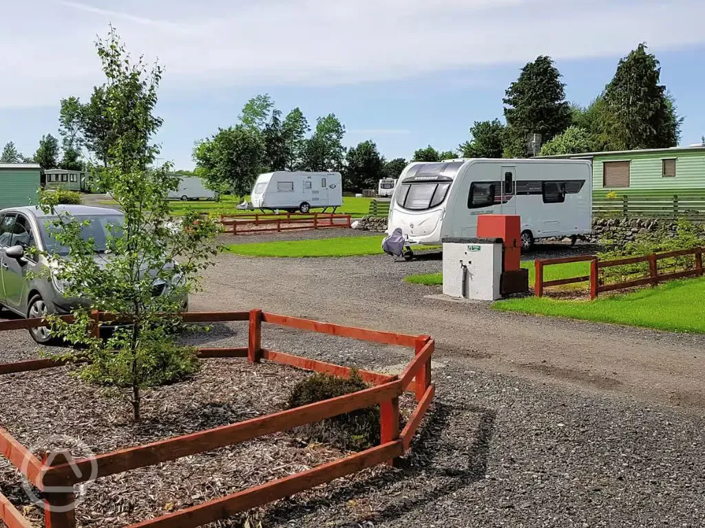 Caravans on electric hardstanding pitches