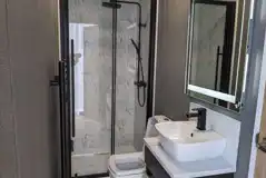 Blencathra camping pod bathroom with rainfall shower