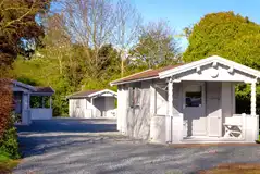 Family glamping bothy exterior (with private toilet), sleeping four