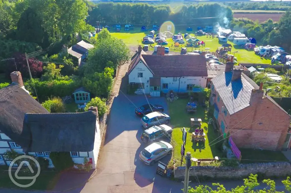 Aerial of pub and campsite