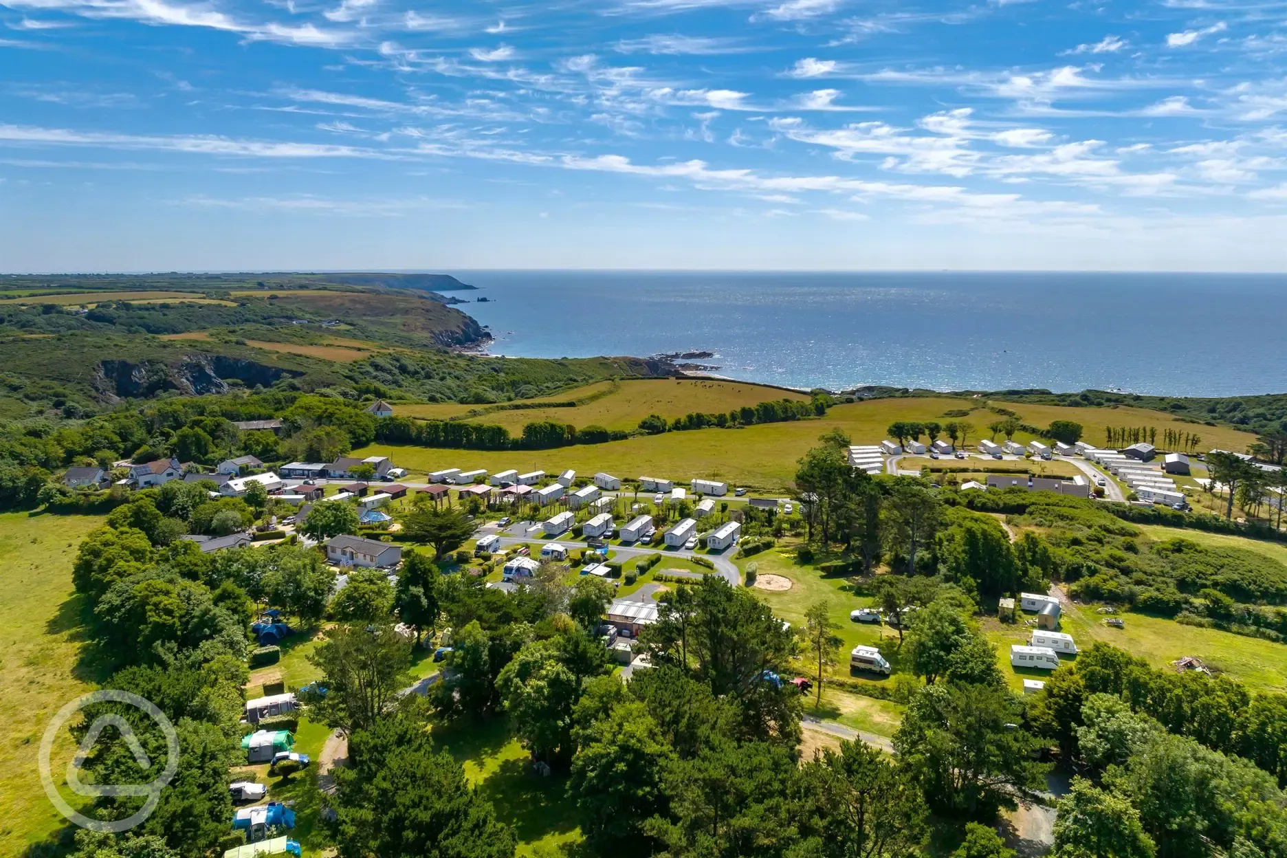 Aerial of the campsite and coastline