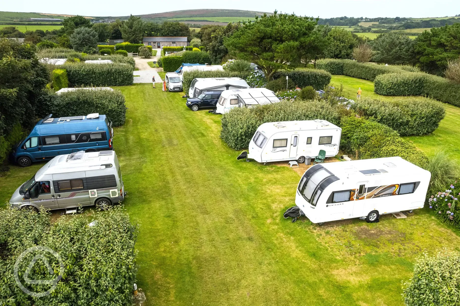 Aerial view of grass pitches