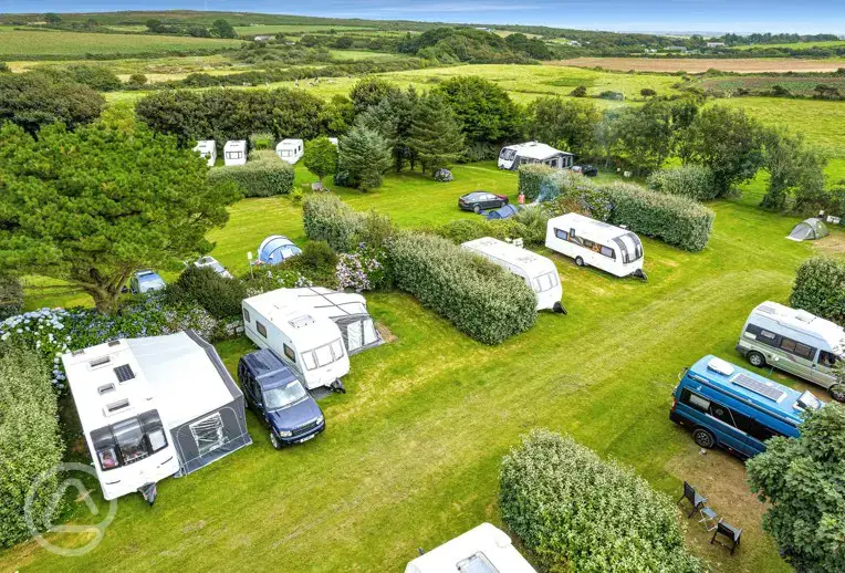 Aerial view of grass pitches