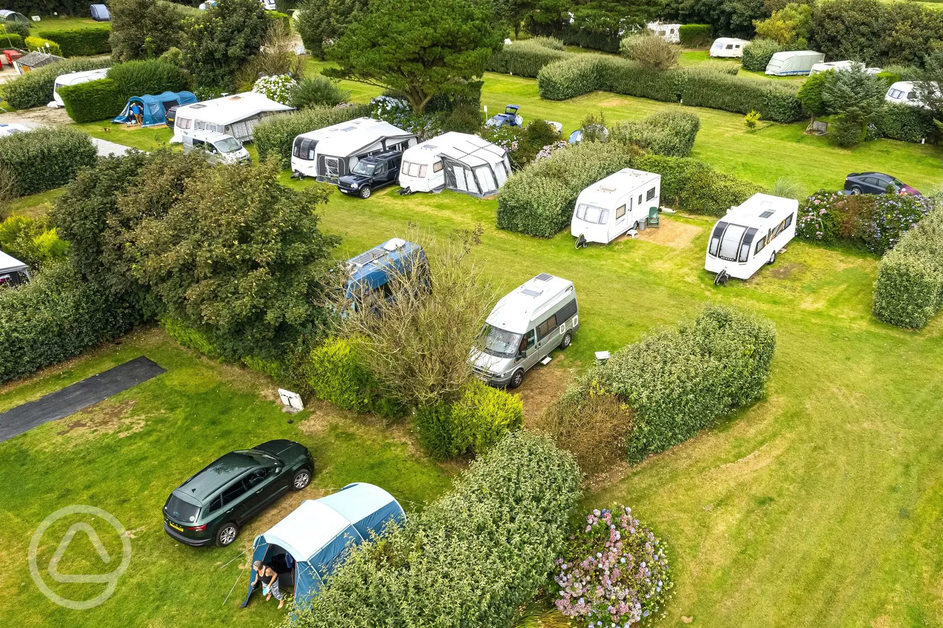 Aerial view of grass pitches