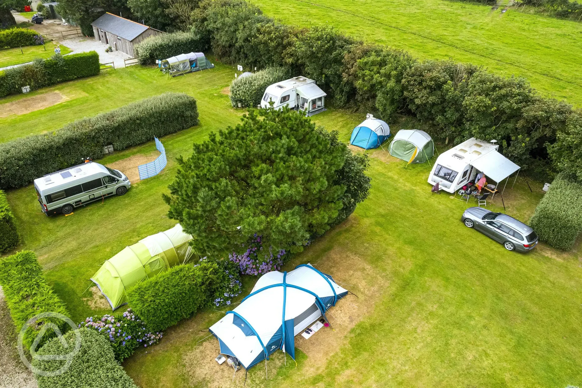 Aerial view of grass pitches