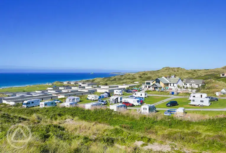 Aerial view of the fully serviced grass pitches
