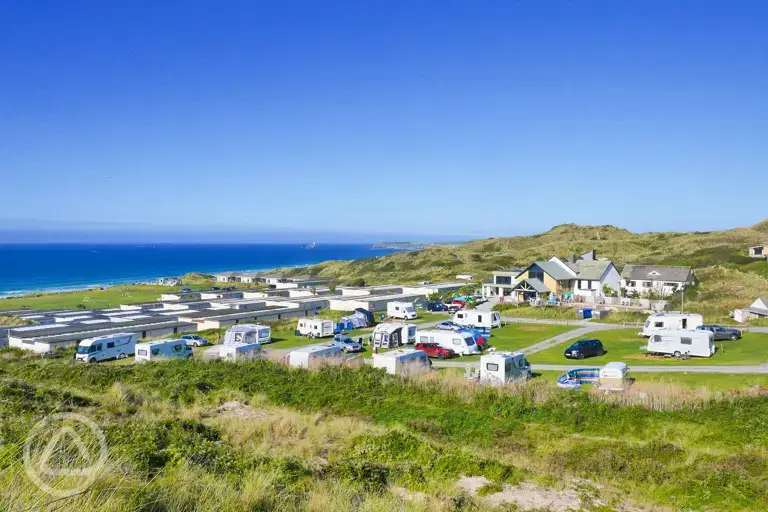 Aerial view of the fully serviced grass pitches