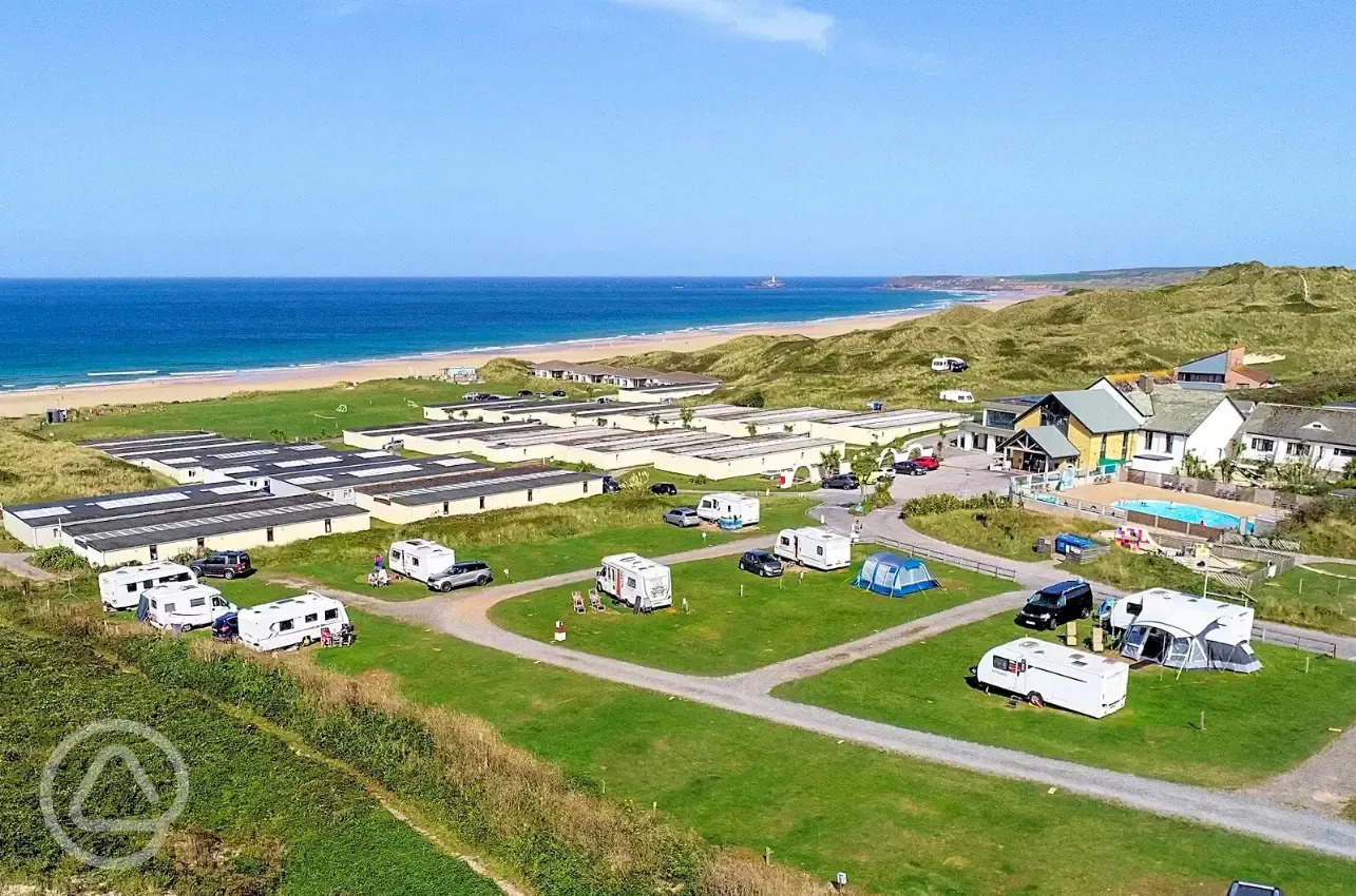 Aerial view of site with sea views Aerial view of site with sea views