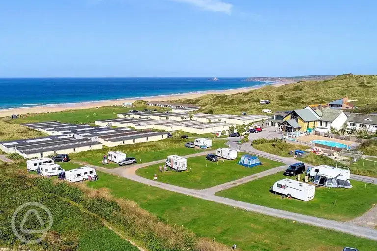 Aerial view of site with sea views